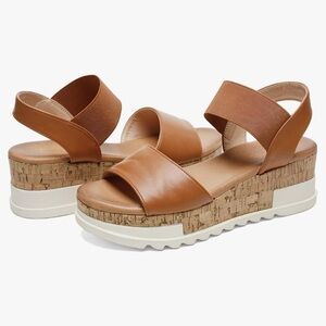 Dream Pairs Tan Platform Sandals with Cork Sole NEW IN BOX W 7.5